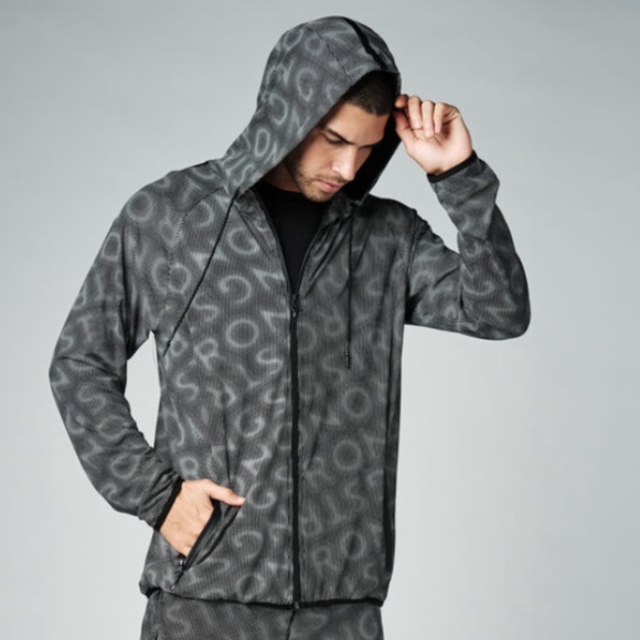 Strong ID Zumba Unisex Gray Reflective Dot All Over Zip Up Hoodie Jacket Size S - Picture 1 of 10